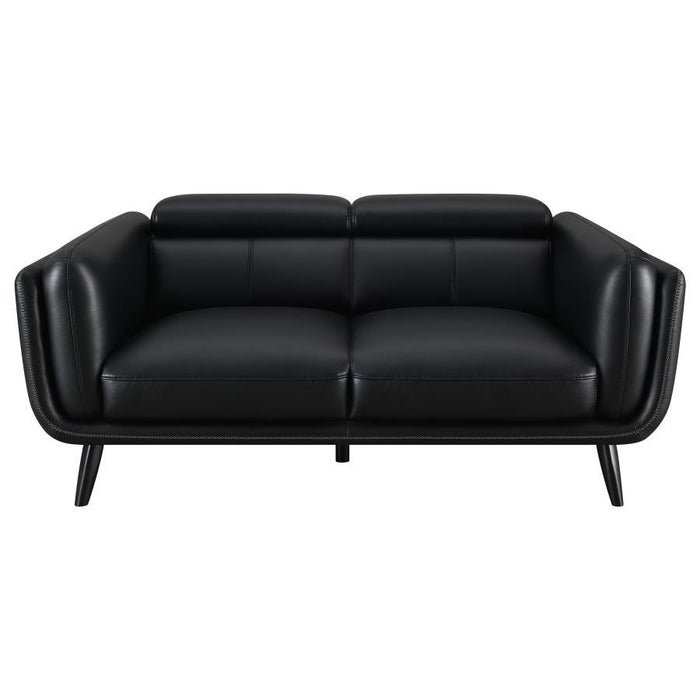 Shania - Track Arms Loveseat With Tapered Legs - Black Unique Piece Furniture