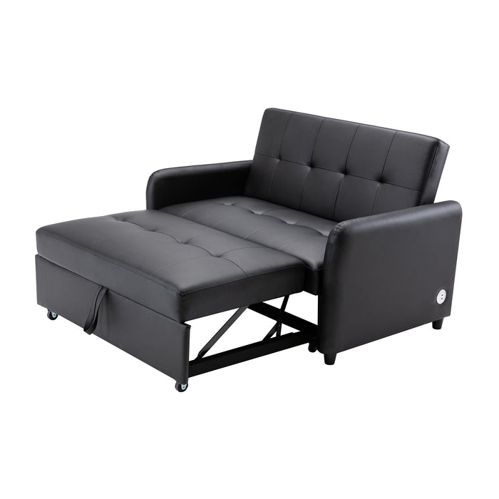 Orisfur. 51" Convertible Sleeper Bed, Adjustable Oversized Armchair With Dual Usb Ports For Small Space - Black