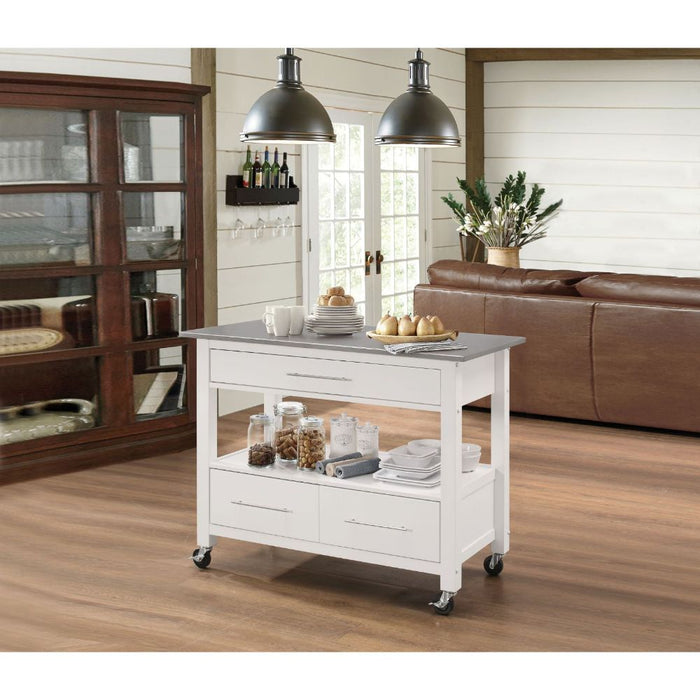 Ottawa - Kitchen Cart - Stainless Steel & White Unique Piece Furniture