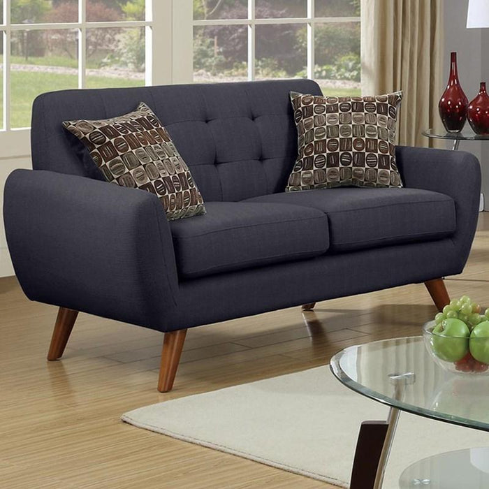 Ash Black Polyfiber Sofa And Loveseat 2 Pieces Sofa Set Living Room Furniture Plywood Tufted Couch Pillows