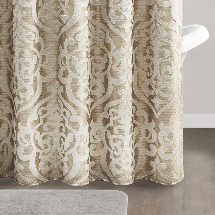 Jacquard Shower Curtain - Tan / Ivory