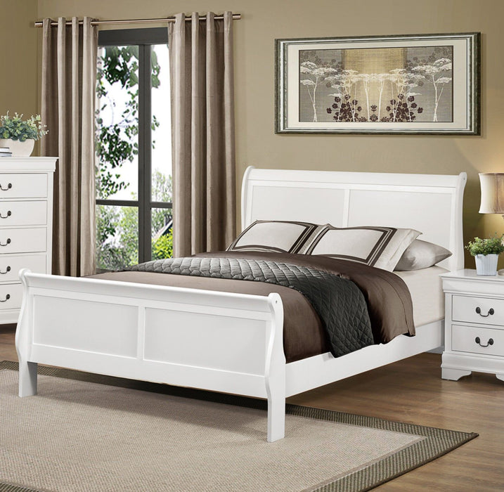 Classic Louis Philipe Style White Full Size Bed 1 Piece Traditional Design Bedroom Furniture Sleigh Bed