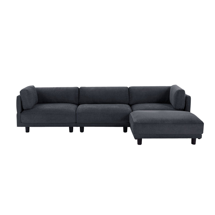 U_Style Upholstery Convertible Sectional Sofa, L Shaped Couch With Reversible Chaise - Black
