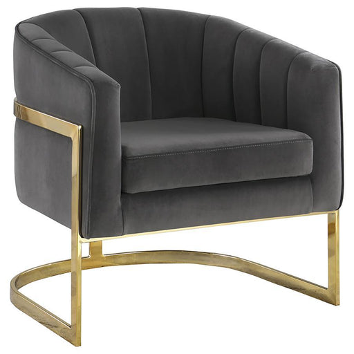Alamor - Tufted Barrel Accent Chair - Dark Gray And Gold Unique Piece Furniture