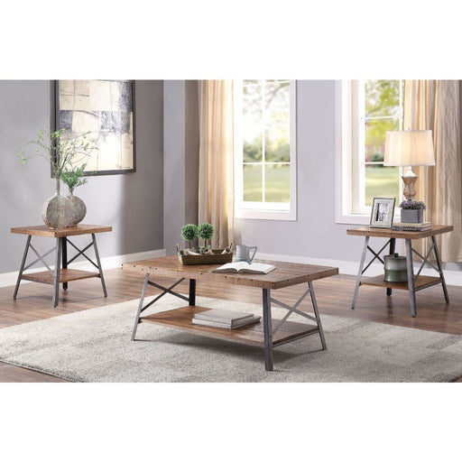 Ikram - Coffee Table - Weathered Oak & Sandy Black Unique Piece Furniture