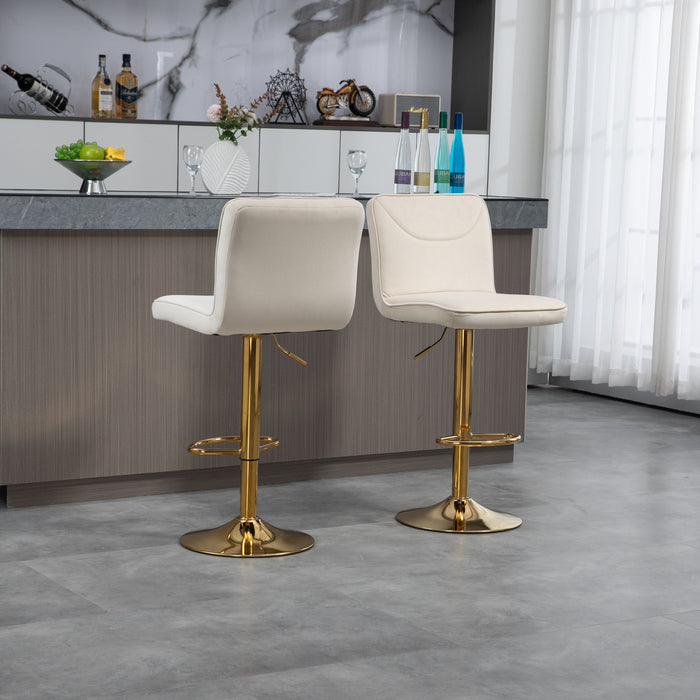 Coolmore Bar Stools, Back And Footrest Counter Height Dining Chairs (Set of 2) - Ivory / Gold