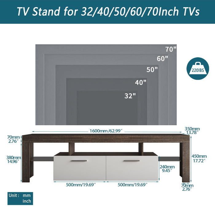20 Minutes Quick Assembly Brown Simple Modern TV Cabinet Floor Cabinet Floor TV Wall Cabinet Brown & White Modern TV Bracket With LED Light
