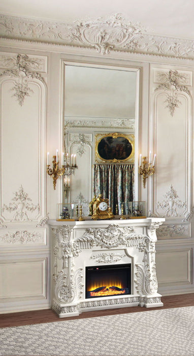 Acme Adara Fireplace Antique White Finish