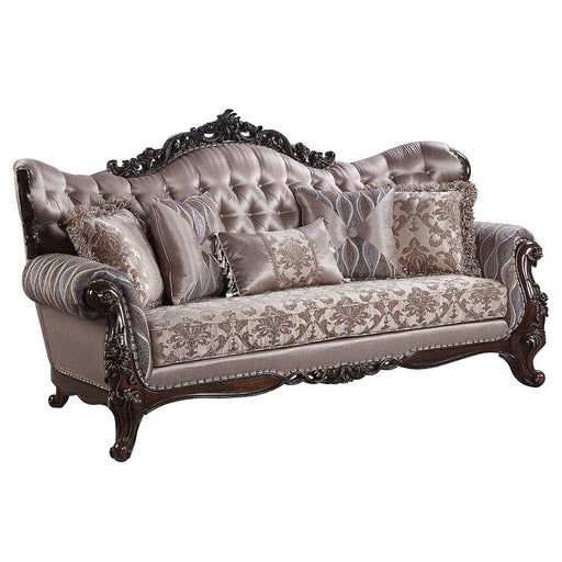 Benbek - Sofa - Fabric & Antique Oak Finish Unique Piece Furniture