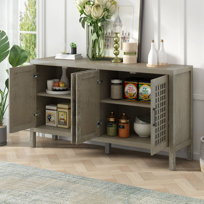 Txrem Retro Mirrored Sideboard With Closed Grain Pattern For Dining Room, Living Room And Kitchen (Gray)