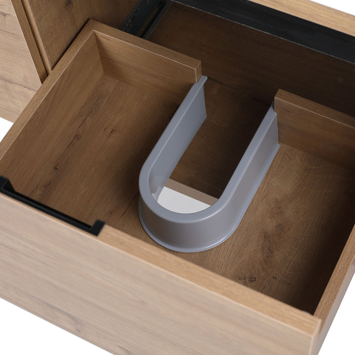 Bathroom Cabinet With Sink, Soft Close Doors And Drawer, Float Mounting Design - Imitative Oak