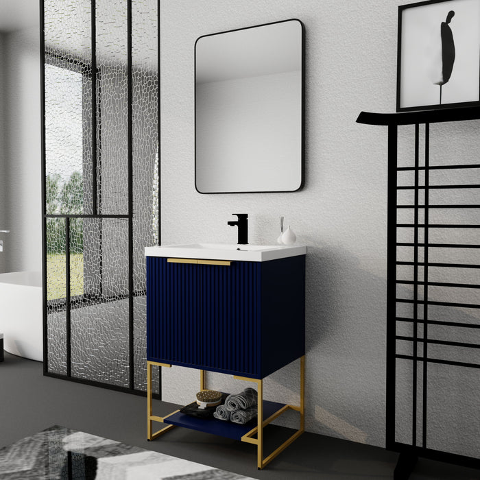 Freestanding Bathroom Vanity, Resin Basin - Blue