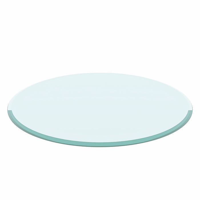 24" Round Tempered Glass Table Top Clear Glass 1 / 2" Thick BeveLED Polished Edge