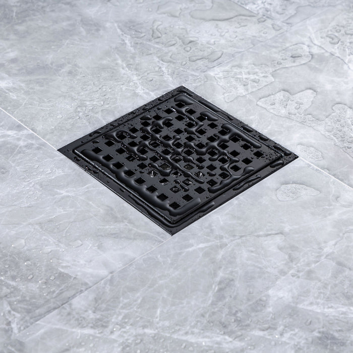 6'' Grid Shower Drain - Matte Black