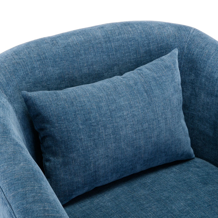 360 Degree Swivel Accent Armchair Linen Blend Blue