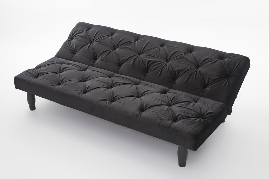 2534B Sofa Converts Into Sofa Bed 66" Black Velvet Sofa Bed Suitable For Family, Apartment, Bedroom