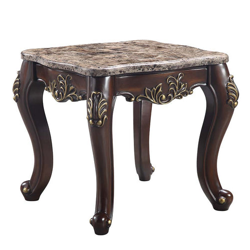 Ragnar - End Table - Marble Top & Cherry Finish Unique Piece Furniture