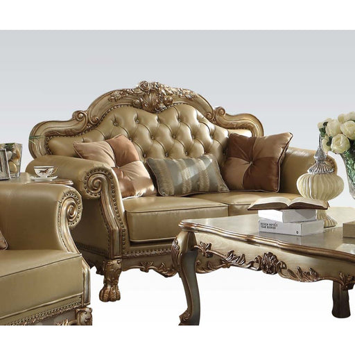 Dresden - Loveseat - Bone PU & Gold Patina Unique Piece Furniture