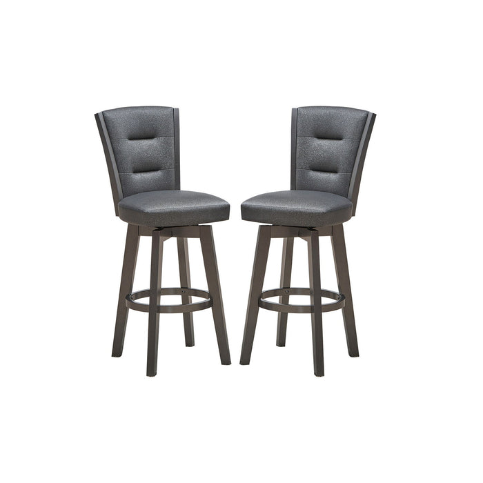 29" Seat Height Glitter Gray Faux Leather Bar Chairs (Set of 2)