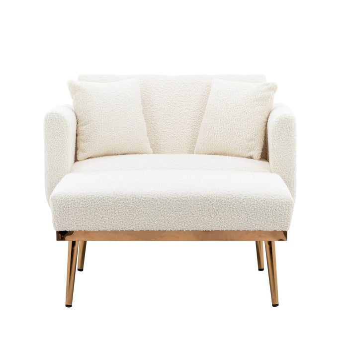 Coolmore Chaise / Lounge / Chair / Accent Chair - White Teddy