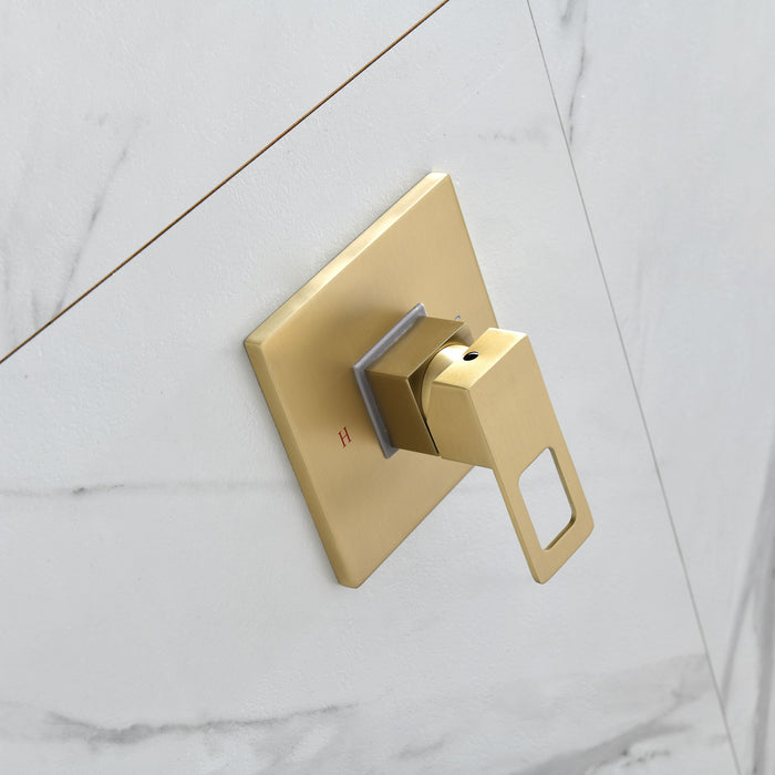 Complete Shower System With Rough In Valve - Gold