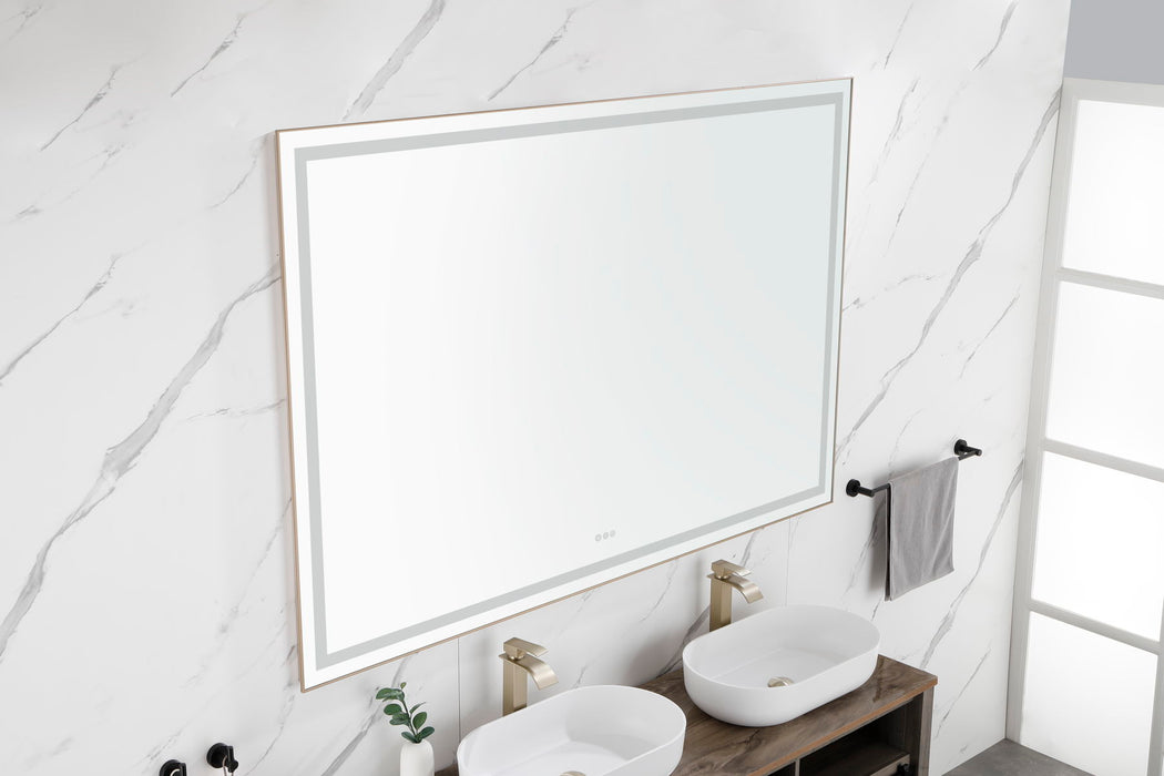 Oversized Rectangular Black Framed LED Mirror Anti - Fog Dimmable Wall Mount Bathroom Vanity Mirror Hd Wall Mirror Kit For Gym And Dance Studio