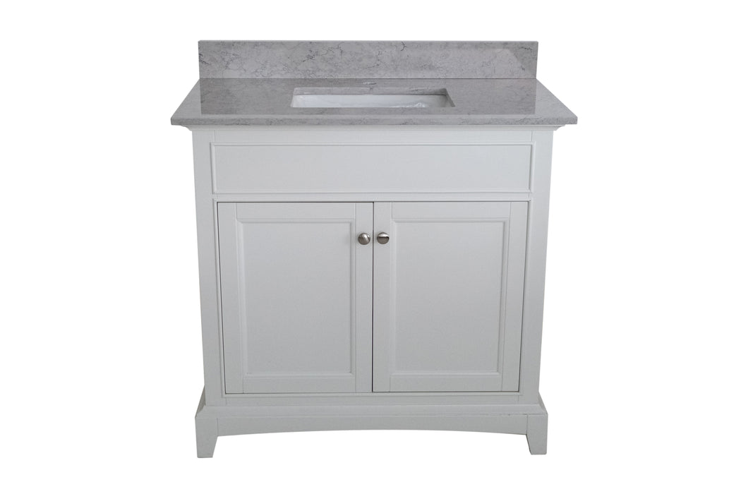 Montary 31" Bathroom Stone Vanity Top Calacatta Gray Engineered Marble Color With Undermount Ceramic Sink And Single Faucet Hole With Backsplash