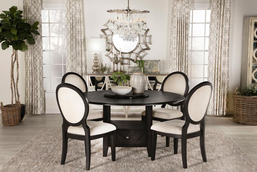 Twyla - Upholstered Oval Back Dining Side Chairs (Set of 2) - Cream And Dark Cocoa Unique Piece Furniture