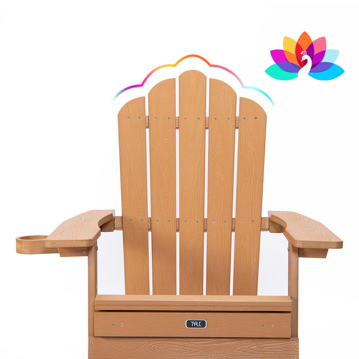 Tale Folding Adirondack Chair With Pullout Ottoman With Cup Holder, Oversized, Poly Lumber, For Patio Deck Garden, Backyard Furniture, Easy To Install, Brown. Banned From Selling On Amazon
