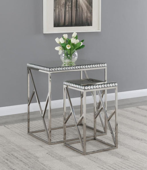 Betsy - 2 Piece Mirror Top Nesting Tables - Silver Unique Piece Furniture