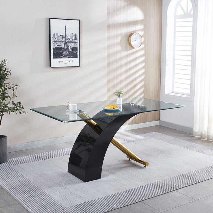 Stylish Dining Room Table, Luxury Glass Top Dining Table, Modern Design For Your House (2 Colors) - Black