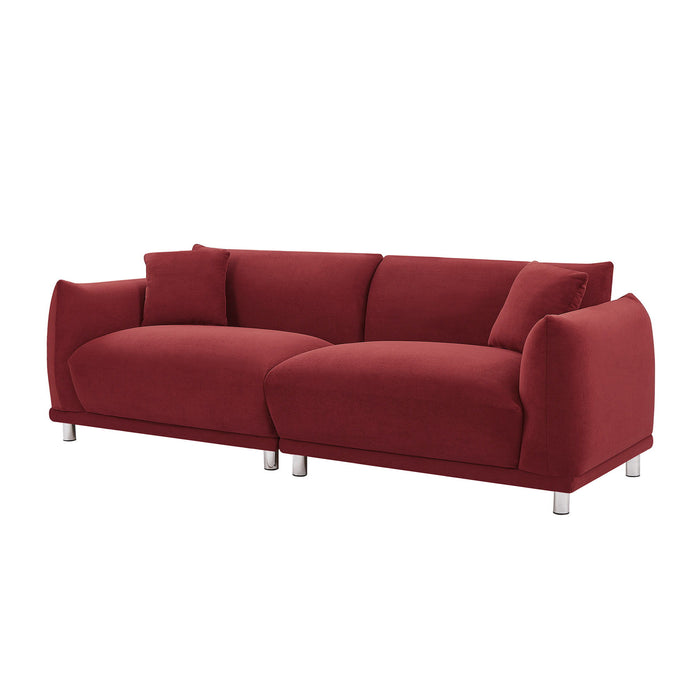 Loveseat Sofa Couch For Modern Living Room, 2 Seater Sofa For Small Detachable Sofa Cover Space Spring Cushion And Solid Wood Frame, Red