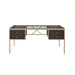 Yumia - Desk - Gold & Clear Glass Unique Piece Furniture
