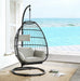 Oldi - Patio Swing Chair - Beige Fabric & Black Wicker Unique Piece Furniture