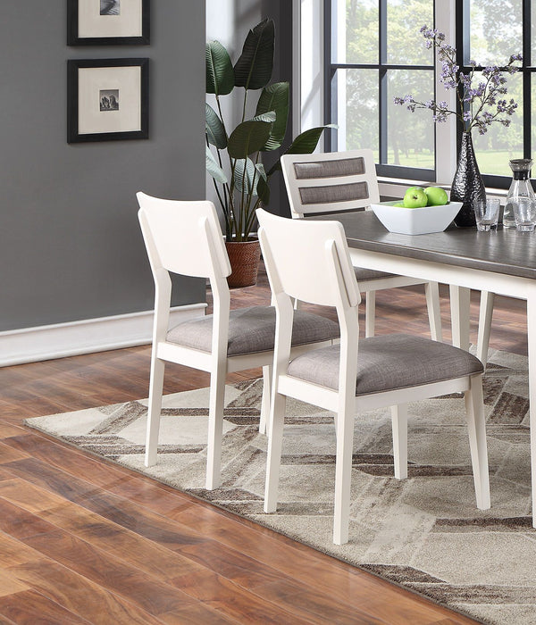 Beautiful Unique (Set of 2) Side Chairs White And Gray Kitchen Dining Room Furniture Ladder Back Design Chairs Cushion Upholstered