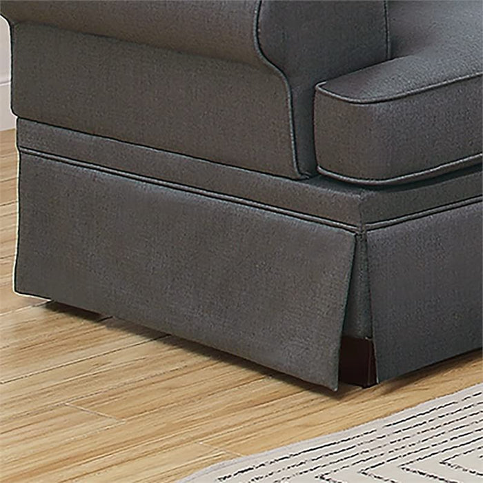 Charcoal Glossy Polyfiber 2 Pieces Sofa Set Living Room Furniture Sofa Loveseat Pillows Couch Rolled Armrest