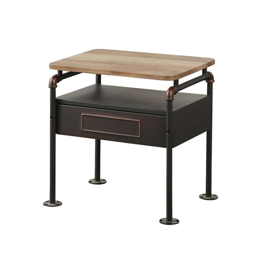 Nicipolis - Side Table - Antique Oak & Sandy Gray Unique Piece Furniture