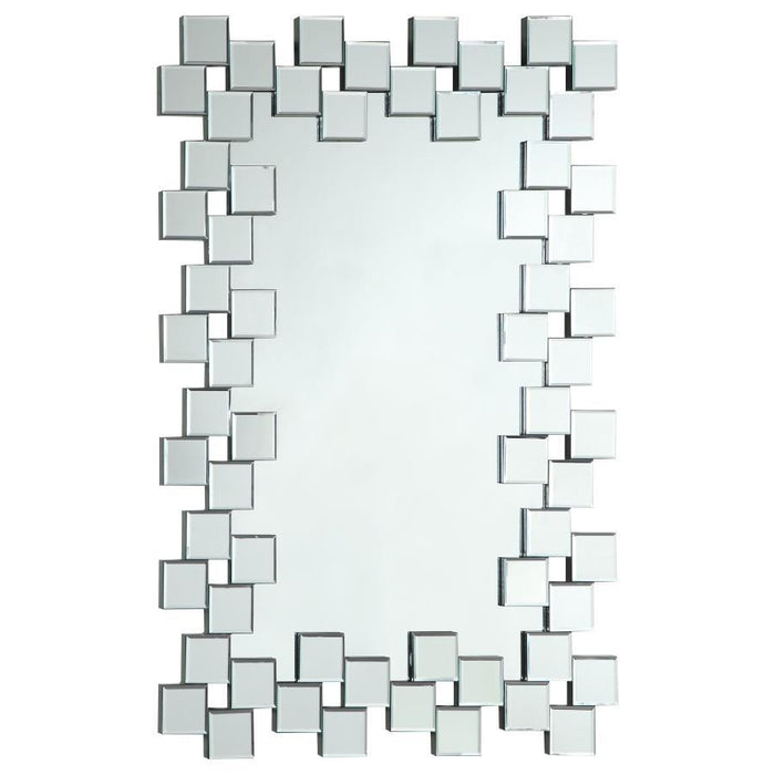 Pamela - Frameless Wall Mirror With Staggered Tiles - Silver Unique Piece Furniture
