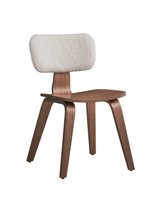 Acme Casson Side Chair (Set of 2) White Boucle & Walnut Finish