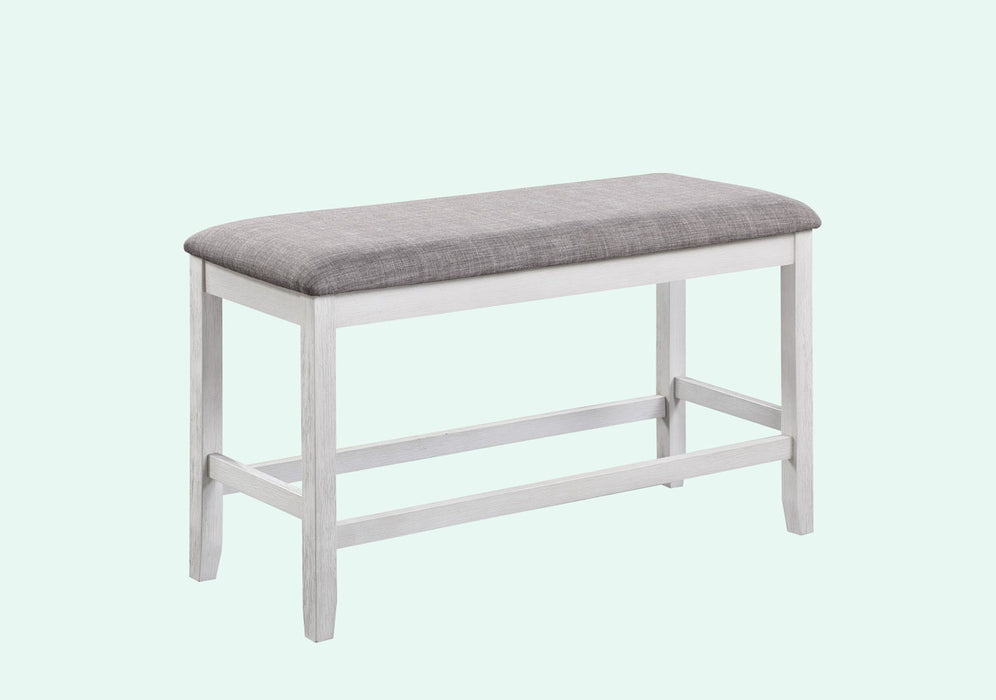 1 Piece Relaxed Vintage Counter Height Bench With Upholstered Seat Dining Bedroom Wooden Furniture Chalk Gray Finish