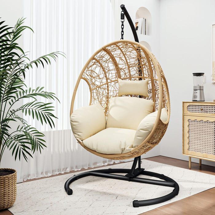 New Comming Outdoor Indoor PE Wicker Swing Egg Chair Natural Color