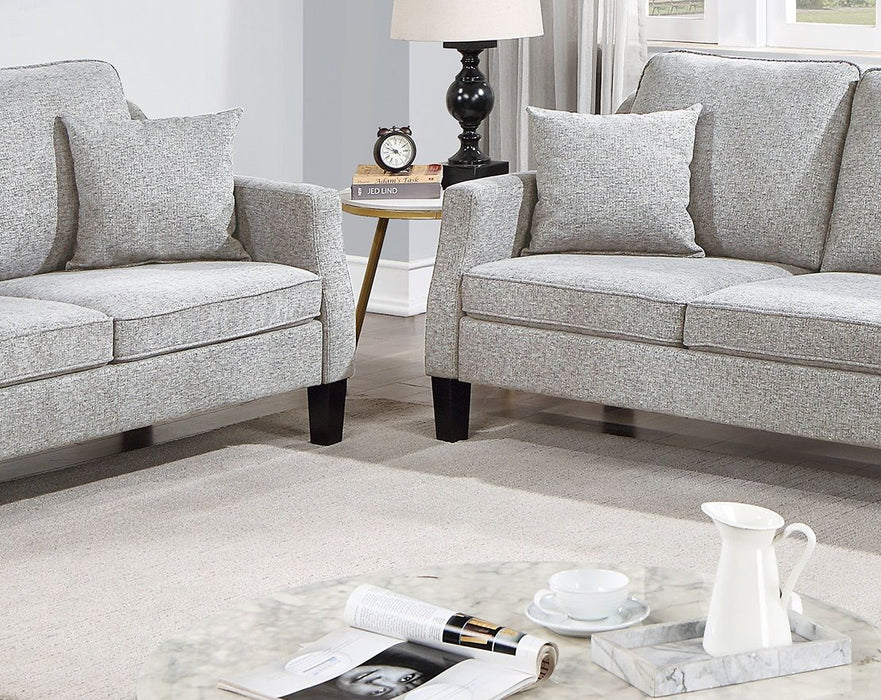 2 Piece Sofa Set Sofa And Loveseat Living Room Furniture Grey Blended Chenille Cushion Couch With Pillows
