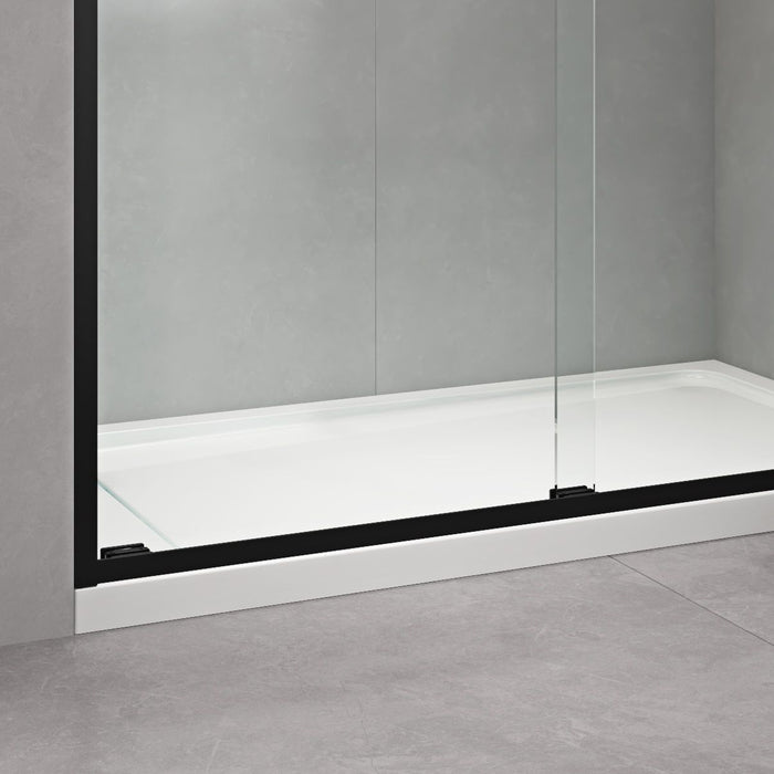 60" W X 76" Hsliding Framed Shower Door In Black Finish With Clear Glass