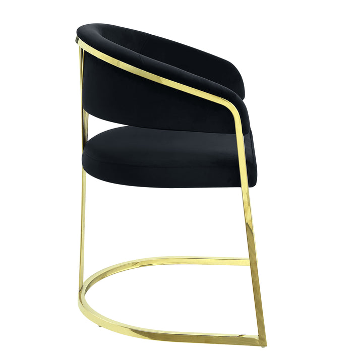Acme Fallon Side Chair, Black Velvet & Mirrored Gold Finish