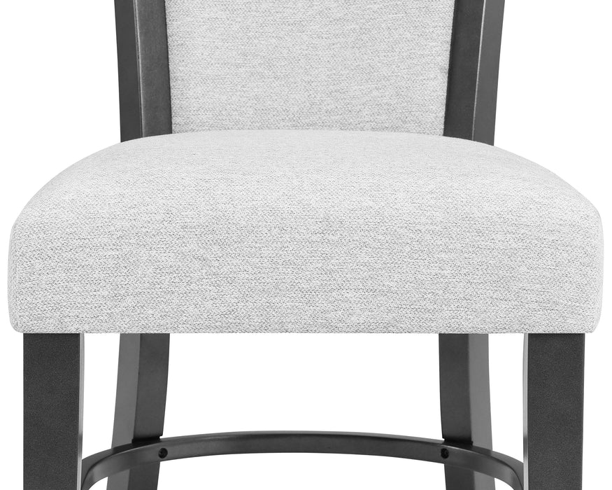 2 Piece Contemporary Glam Upholstered Dining Side Chair Padded Dove Gray Fabric Upholstery Seat Back Wooden Furniture