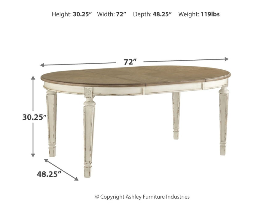 Realyn - Chipped White - Oval Dining Room Extension Table Unique Piece Furniture