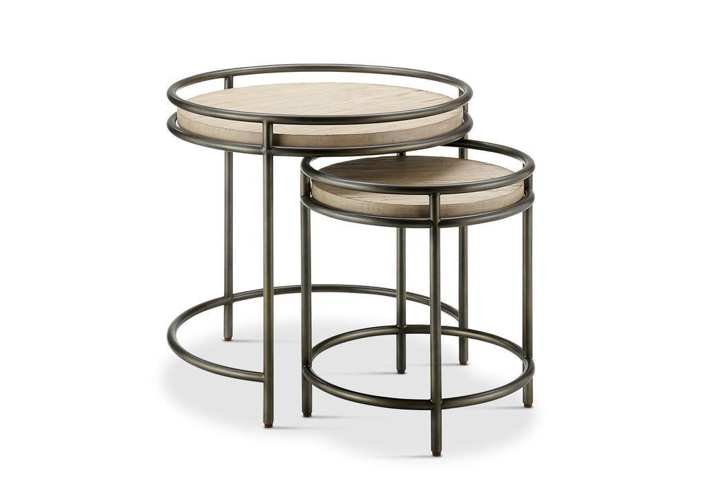 Cena - Nesting End Table - Natural And Vintage Nickel