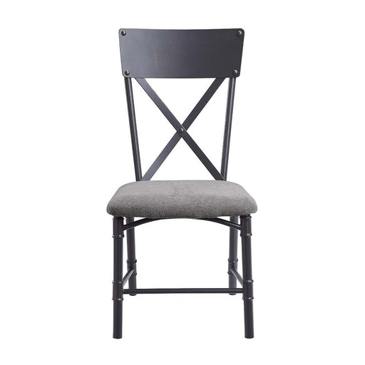 Edina - Side Chair (Set of 2) - Gray Fabric, Oak & Sandy Black Finish Unique Piece Furniture
