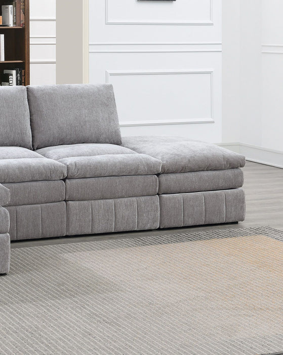 1 Piece Armless Chair Modular Plush Chair Sectional Sofa Living Room Furniture Granite Morgan Fabric- Suede
