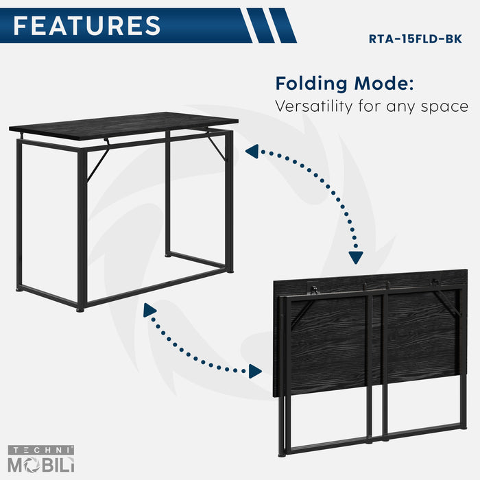 Techni Mobili Space Saving Folding Desk - Black